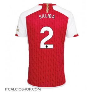 Arsenal William Saliba #2 Prima Maglia 2023-24 Manica Corta